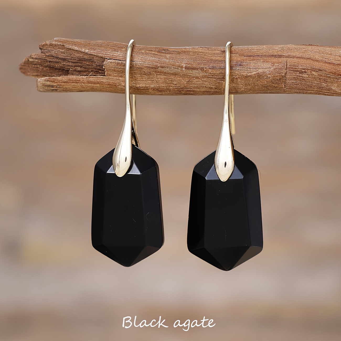 Fashionable Natural Stone Earrings with Golden Hooks